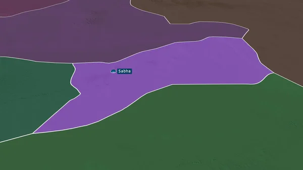 Сабха Район Ливии Масштабировался Выделялся Столицей Цветная Карта Административного Деления — стоковое фото