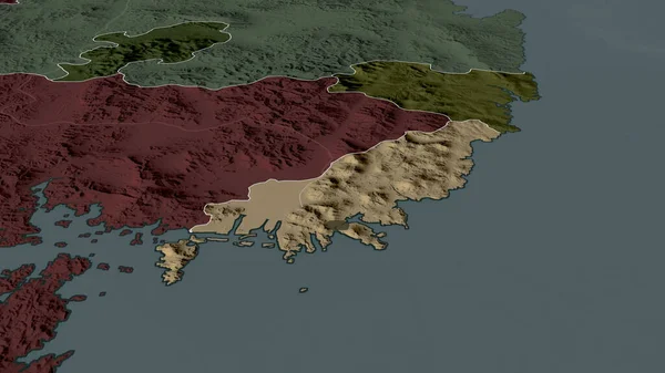 Busan Ciudad Metropolitana Corea Del Sur Zoomed Destacó Mapa Coloreado —  Fotos de Stock