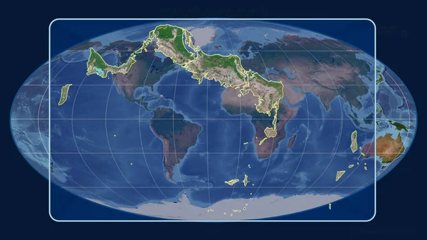 トルコとカイコ諸島を視野に入れた拡大図は モルルワイド予測の世界地図に対する視点線で輪郭を描いている 形を中心に 衛星画像 — ストック写真