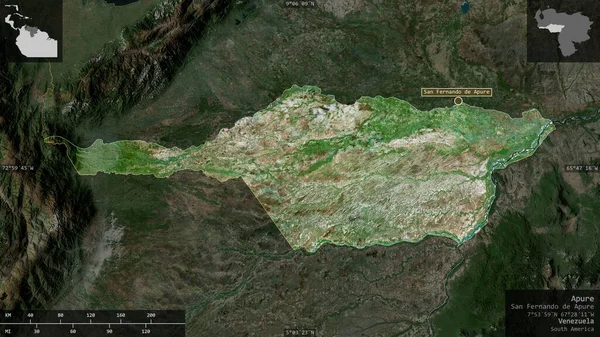 Apure State Venezuela Satellite Imagery Shape Presented Its Country Area — Stock Photo, Image