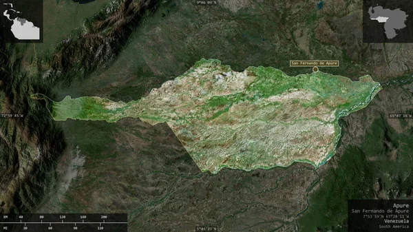 Apure Estado Venezuela Imagens Satélite Forma Apresentada Contra Sua Área — Fotografia de Stock