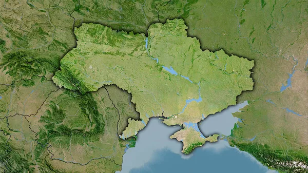 Ukraine Zone Sur Carte Satellite Dans Projection Stéréographique Composition Brute — Photo