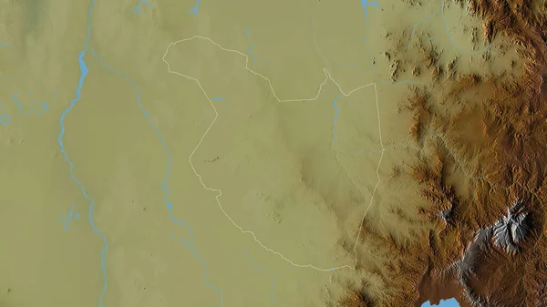Qadarif State Sudan Colored Relief Lakes Rivers Shape Outlined Its — Stock Photo, Image