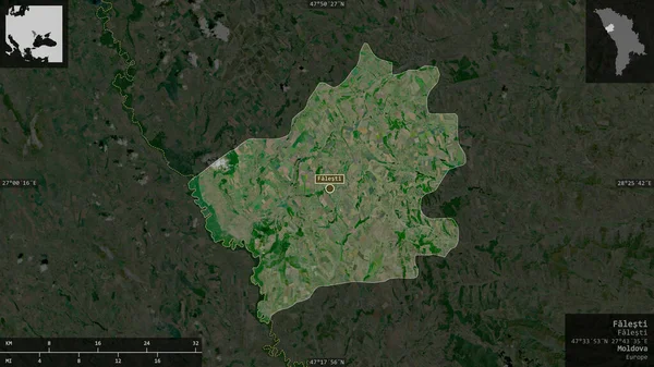 Falesti Distrito Moldavia Imágenes Satélite Forma Presentada Contra Área País — Foto de Stock