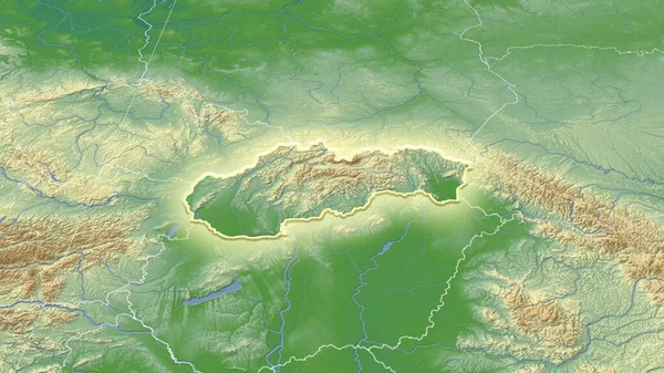 Eslovaquia Vecindario Perspectiva Oblicua Distante Forma Brillaba Mapa Físico Color —  Fotos de Stock
