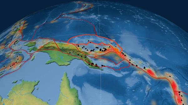 Tektonische Platte Von Nord Bismarck Umrissen Auf Dem Globus Topographische — Stockfoto