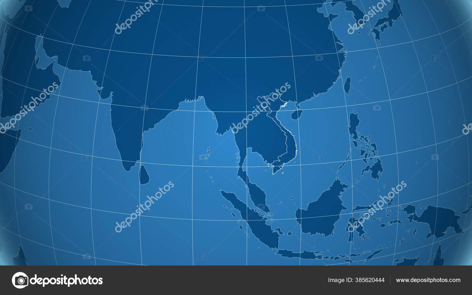 Vietnam Neighborhood Distant Perspective Outline Country Shapes Only Land Ocean Stock Photo by 