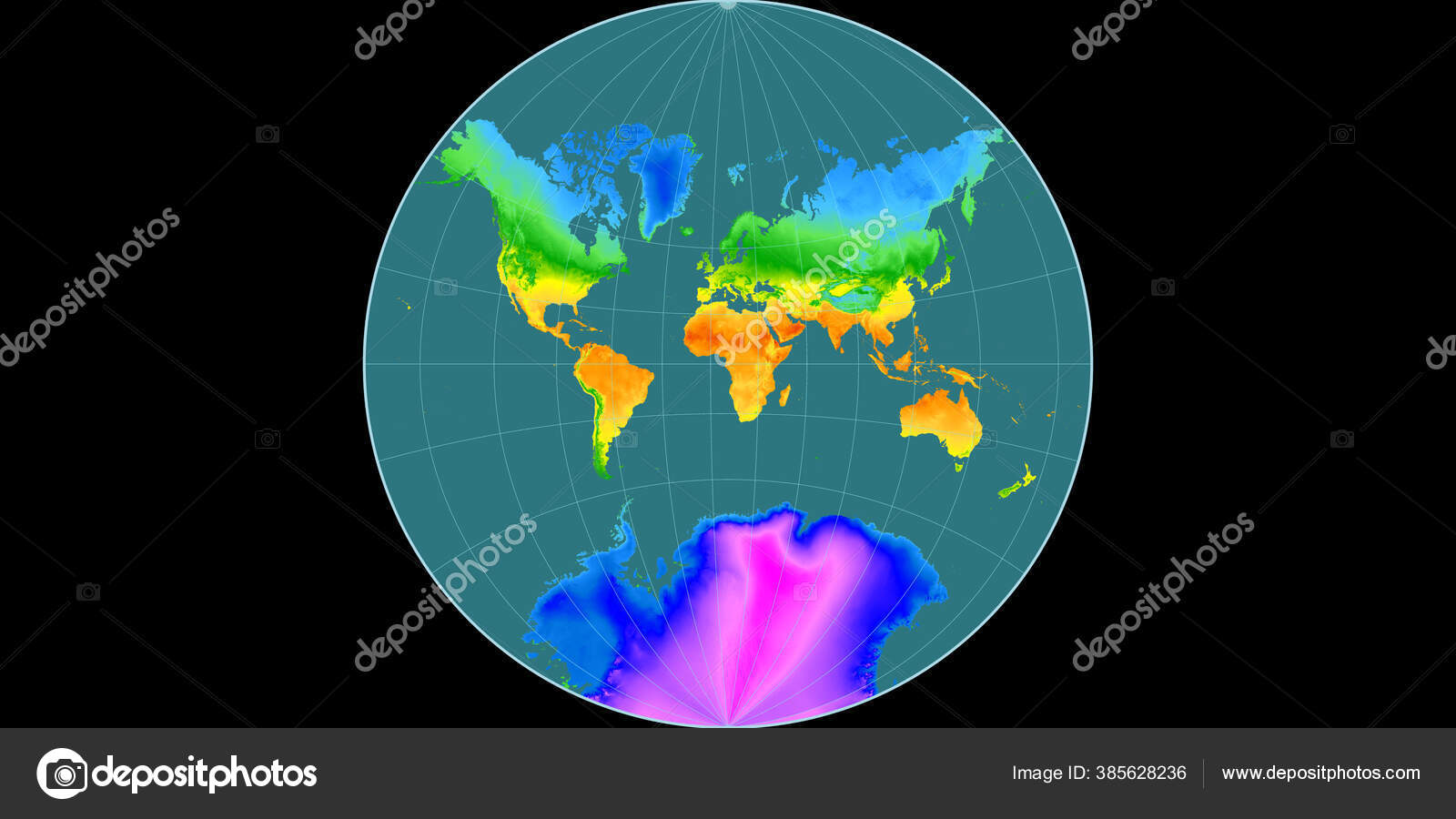 World Map Lambert Lagrange Projection Centered East Longitude Mean