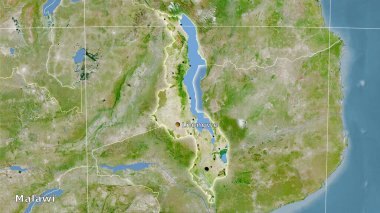Uyduda Malawi alanı stereografik projeksiyonda bir harita - ana bileşim