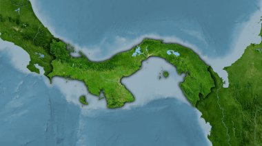 Uydu B haritasında Panama alanı stereografik projeksiyonda - koyu parlak çizgili raster tabakalarının ham bileşimi