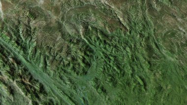 Ha Giang, Vietnam vilayeti. Uydu görüntüleri. Ülke alanına göre şekillendirilmiş. 3B görüntüleme.