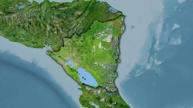 Stereografik projeksiyondaki C uydusunun üzerinde Nikaragua alanı - koyu parlak dış hatlı raster tabakalarının ham bileşimi