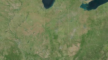 Indiana, Birleşik Devletler Eyaleti. Uydu görüntüleri. Ülke alanına göre şekillendirilmiş. 3B görüntüleme