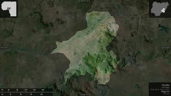 Taraba Πολιτεία Της Νιγηρίας Δορυφορικές Εικόνες Σχήμα Που Παρουσιάζεται Ενάντια — Φωτογραφία Αρχείου