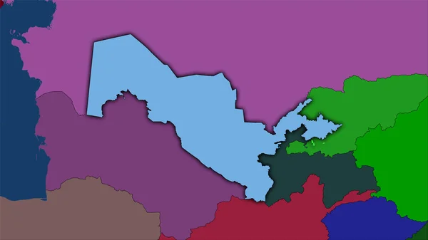 Zona Uzbekistán Mapa Divisiones Administrativas Proyección Estereográfica Composición Cruda Capas —  Fotos de Stock