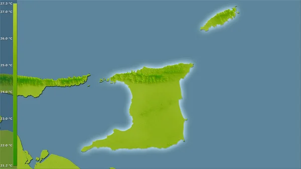 Roczna Średnia Temperatura Rejonie Trynidadu Tobago Projekcji Stereograficznej Legendą Surowa — Zdjęcie stockowe