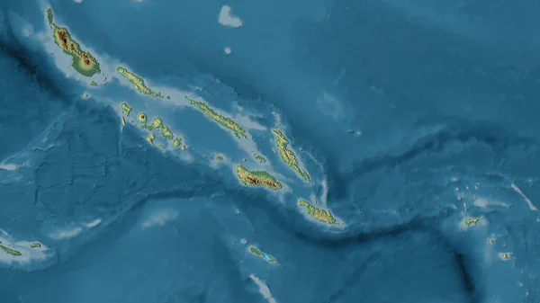 Zone Des Îles Salomon Sur Carte Topographique Relief Dans Projection — Photo