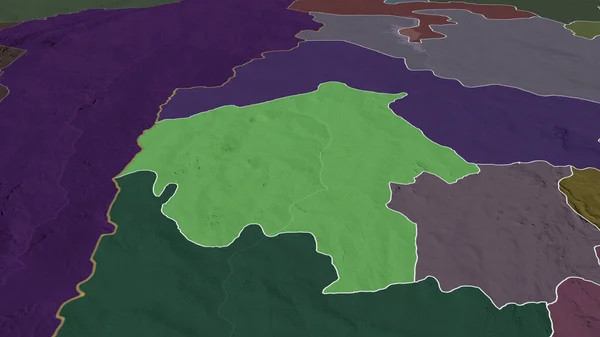Oyo ナイジェリアの状態が拡大し 強調した 行政区画の色と衝突した地図 3Dレンダリング — ストック写真