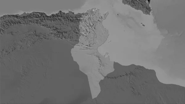 Tunísia Área Mapa Elevação Bilevel Projeção Estereográfica Composição Bruta Camadas — Fotografia de Stock