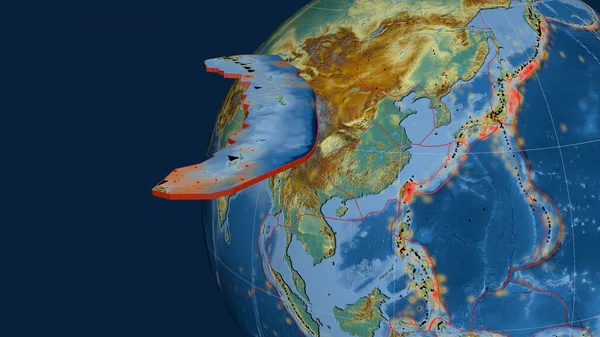 Okinawa Tektonische Platte Extrudiert Und Präsentiert Gegen Den Globus Topographische — Stockfoto