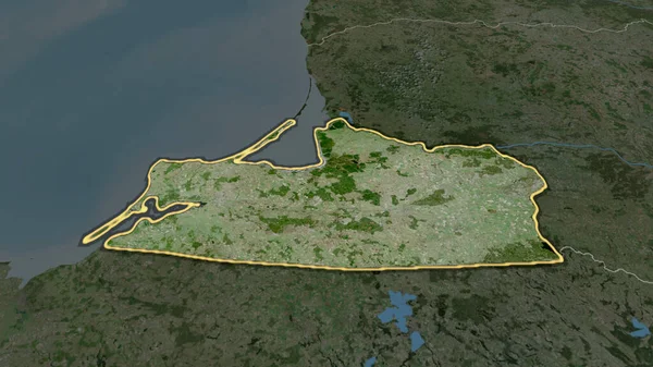 Kaliningrad Regio Van Rusland Gezoomd Gemarkeerd Satellietbeelden Weergave — Stockfoto