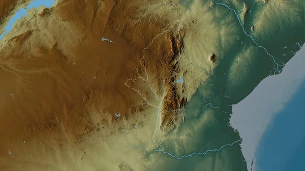 Manicaland Provinz Simbabwe Farbige Reliefs Mit Seen Und Flüssen Umrissen — Stockfoto