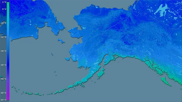 Mindesttemperatur Des Kältesten Monats Gebiet Der Vereinigten Staaten Alaska Der — Stockfoto