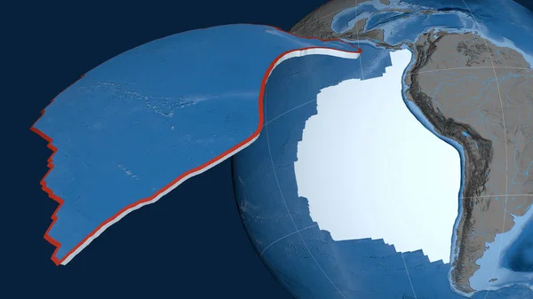 Plaque Tectonique Nazca Extrudée Présentée Contre Globe Topographie Bathymétrie Carte — Photo