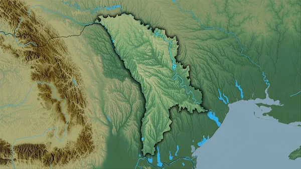 Moldavia Area Sulla Mappa Topografica Rilievo Nella Proiezione Stereografica Composizione — Foto Stock