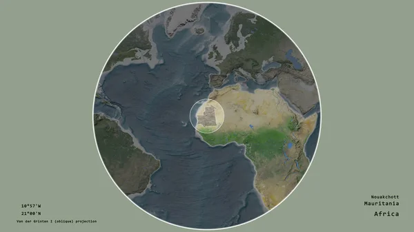 Zona Mauritania Marcada Con Círculo Mapa Gran Escala Del Continente — Foto de Stock