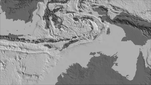 ヴァン グリンテンIの投影 斜めの変換 の二階の標高マップ上の東ティモールの地殻プレートの近傍 生の複合体 アウトラインなし — ストック写真