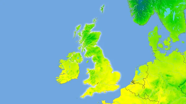 Velká Británie Plocha Roční Mapě Teploty Stereografické Projekci Hrubé Složení — Stock fotografie