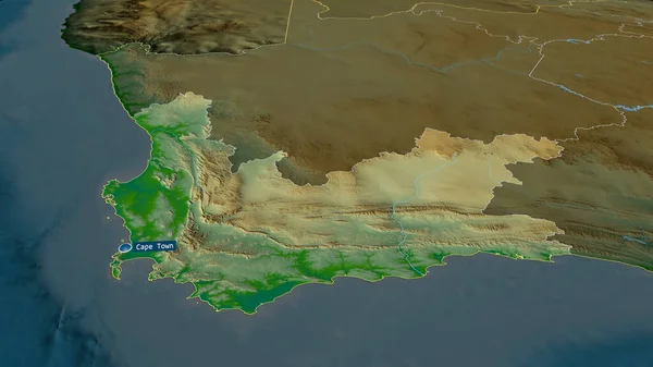 Western Cape Provincia Del Sud Africa Zoomato Evidenziato Con Capitale — Foto Stock