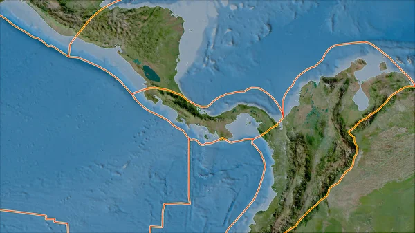 Tektonische Platten Grenzen Auf Der Satelliten Karte Das Gebiet Der — Stockfoto