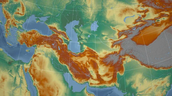 Turkmenistan Nachbarschaft Ferne Perspektive Mit Umriss Des Landes Topografische Reliefkarte — Stockfoto