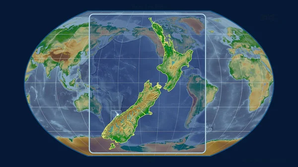 Vista Ampliada Del Contorno Nueva Zelanda Con Líneas Perspectiva Contra — Foto de Stock