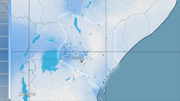 Nederbörd Torraste Kvartalet Inom Kenya Området Stereografisk Projektion Med Legend — Stockfoto