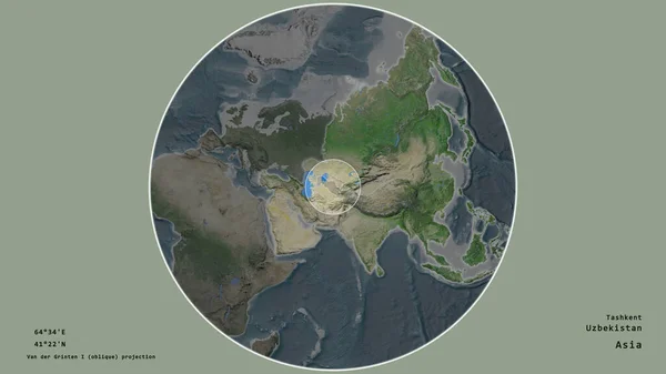 Oblast Uzbekistánu Označená Kruhem Rozsáhlé Mapě Kontinentu Izolované Odbouraném Pozadí — Stock fotografie