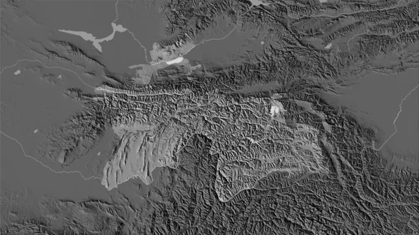 Tajiquistão Área Mapa Elevação Bilevel Projeção Estereográfica Composição Bruta Camadas — Fotografia de Stock