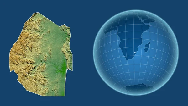 Swaziland Globe Avec Forme Pays Contre Carte Zoomée Avec Son — Photo