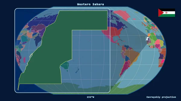 Vista Ampliada Del Contorno Del Sahara Occidental Con Líneas Perspectiva — Foto de Stock