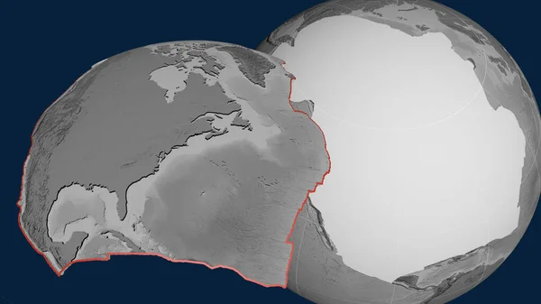 Noord Amerika Tektonische Plaat Geëxtrudeerd Gepresenteerd Tegen Wereldbol Grayscale Hoogte — Stockfoto