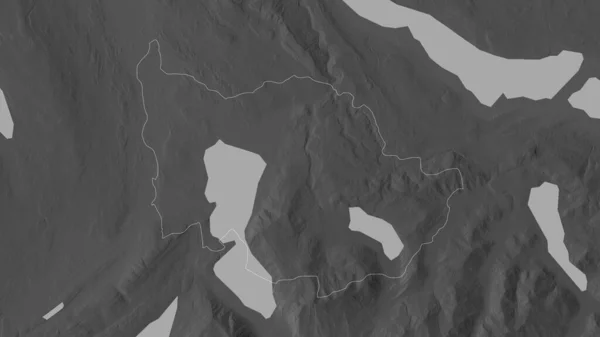 Zug Canton Switzerland Grayscaled Map Lakes Rivers Shape Outlined Its — Stock Photo, Image