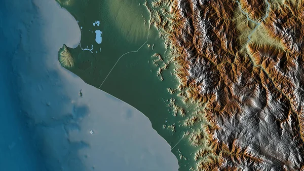 秘鲁区域的Lambayeque 五彩斑斓的湖泊和河流 形状与它的国家相对应 3D渲染 — 图库照片