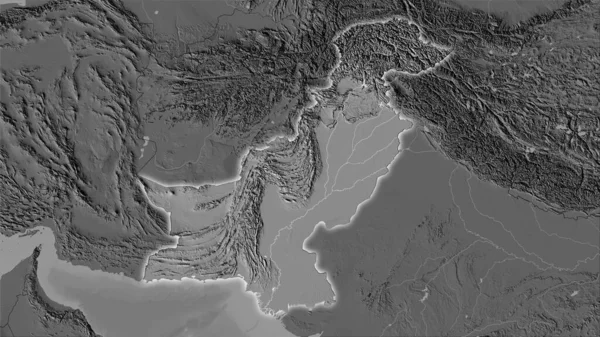Територія Пакистану Карті Висот Білевелі Стереографічній Проекції Сира Композиція Растрових — стокове фото
