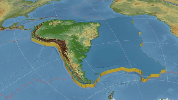 Zuid Amerikaanse Tektonische Plaat Vergroot Geëxtrudeerd Gedraaid Naar Zuidkant Van — Stockfoto