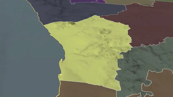 Erongo Región Namibia Acercó Destacó Mapa Coloreado Tocado División Administrativa — Foto de Stock