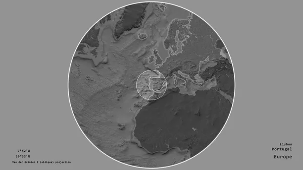 Zona Portugal Marcada Con Círculo Mapa Gran Escala Del Continente — Foto de Stock