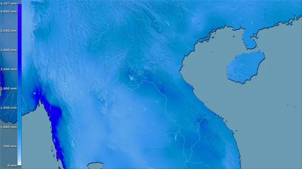 Precipitación Del Cuarto Más Húmedo Dentro Del Área Laos Proyección — Foto de Stock