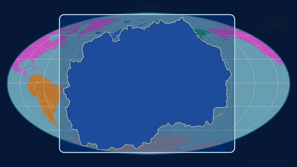 Vista Ampliada Del Contorno Macedonia Con Líneas Perspectiva Contra Mapa — Foto de Stock